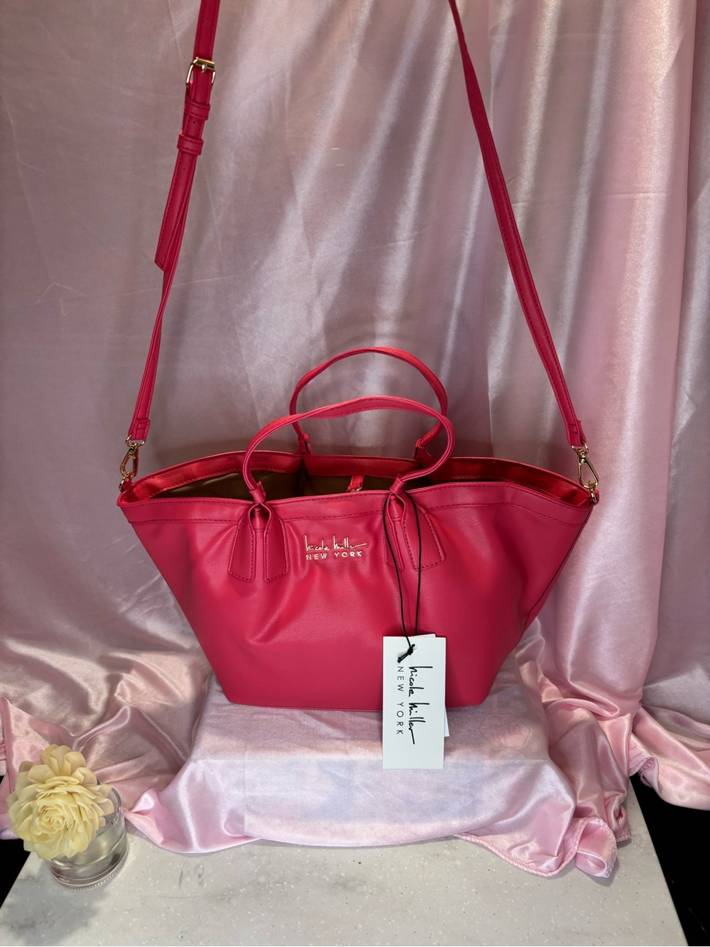 Nicole Miller Hot Pink Tote with Detachable Strap